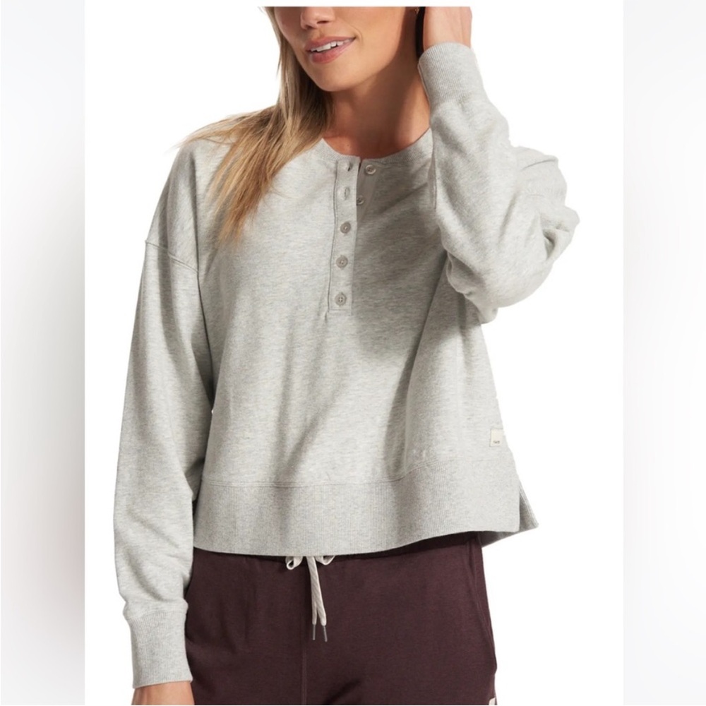 Vuori Light Gray Henley Sweatshirt
